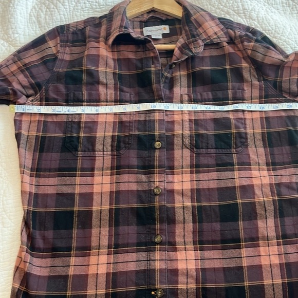 Carhartt Rugged Flex Hamilton Shirt Plaid Flannel Button Up Port Purple Medium - Picture 4 of 6
